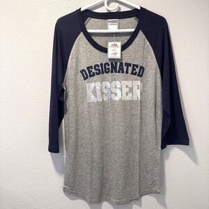 Y2K BLING Victoria Secret Pink-(L) MLB NEW YORK YANKEES BASEBALL CREW TEE SHIRT